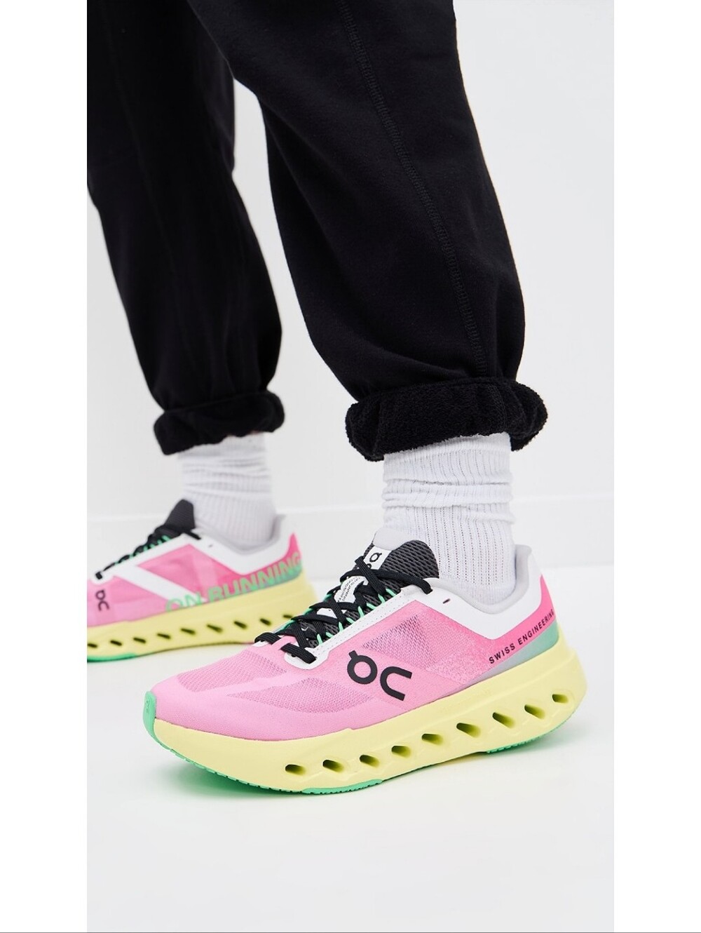 On Cloudsurfer Running Shoes Women’s 8 Pink Limelight CloudTec Phase Running
